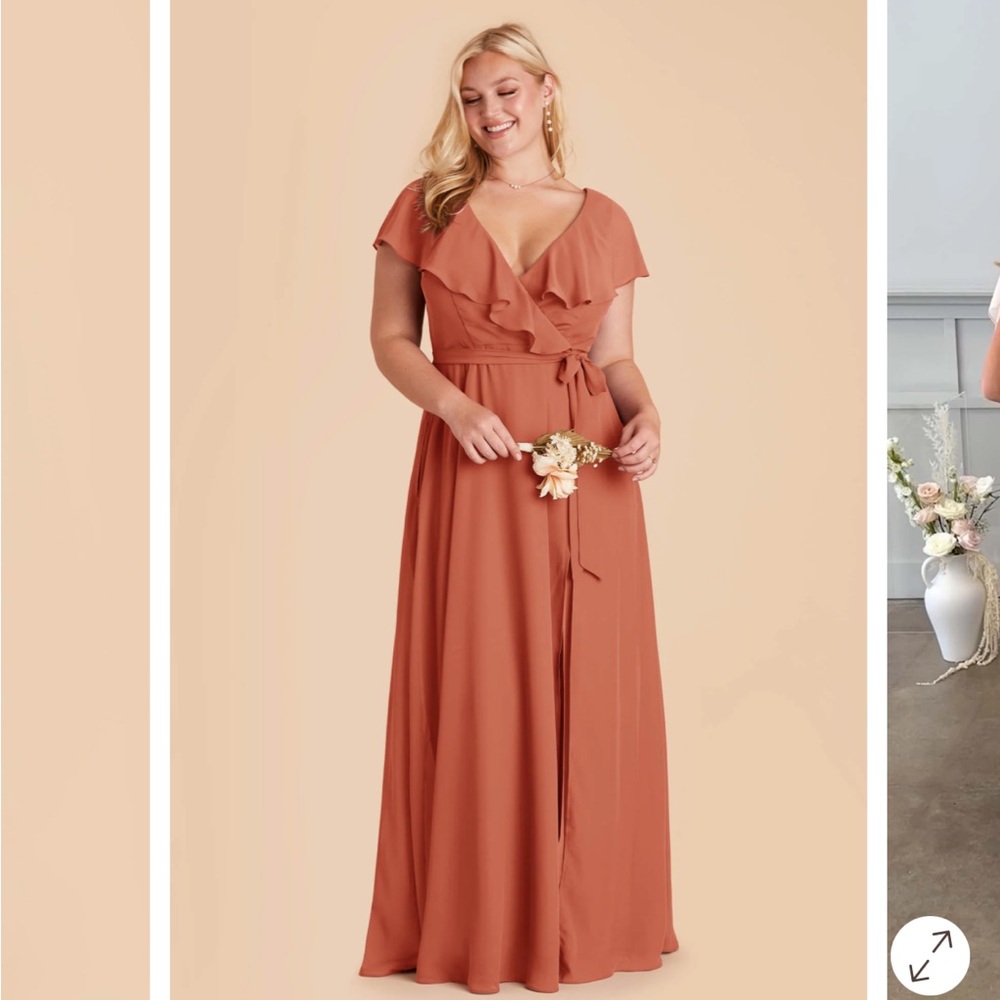 Birdy Grey Rust Ruffle Wrap Maxi Dress